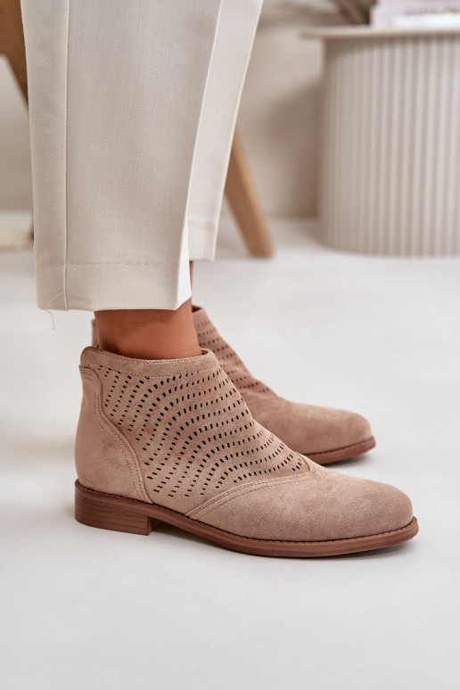 Sieviešu puszābaki ar platiem papēžiem Ažūrs smilšu krāsas S.Barski HY42-076