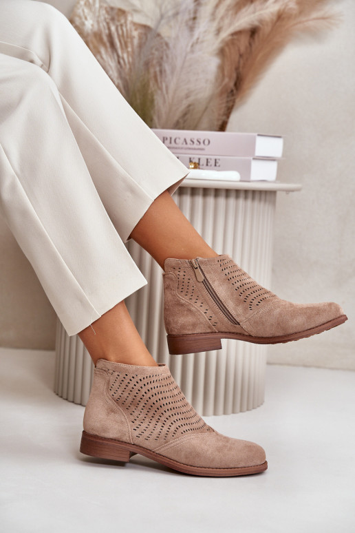 Sieviešu puszābaki ar platiem papēžiem Ažūrs smilšu krāsas S.Barski HY42-076