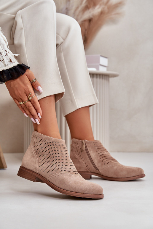 Sieviešu puszābaki ar platiem papēžiem Ažūrs smilšu krāsas S.Barski HY42-076