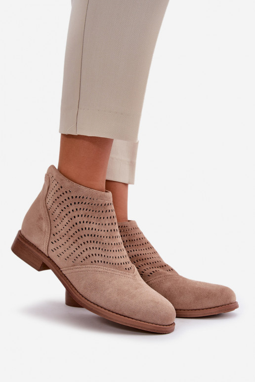 Sieviešu puszābaki ar platiem papēžiem Ažūrs smilšu krāsas S.Barski HY42-076