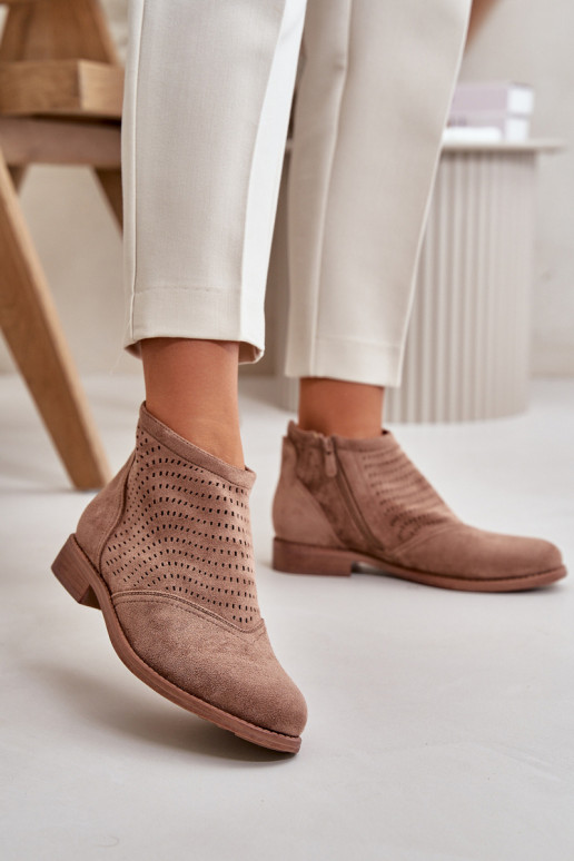 Sieviešu puszābaki ar platiem papēžiem Ažūrs brūnas krāsas S.Barski HY42-076 Sieviešu puszābaki ar platiem papēžiem Ažūrs brūnas krāsas S.Barski HY42-076