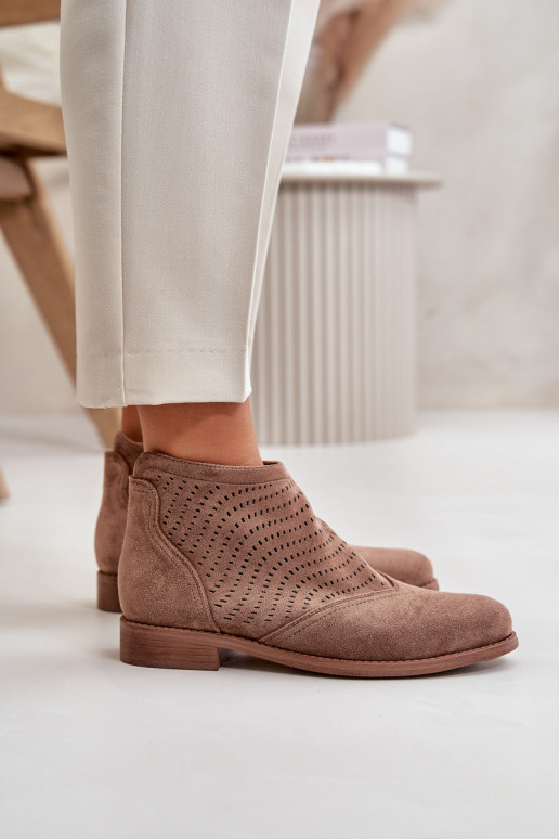 Sieviešu puszābaki ar platiem papēžiem Ažūrs brūnas krāsas S.Barski HY42-076 Sieviešu puszābaki ar platiem papēžiem Ažūrs brūnas krāsas S.Barski HY42-076