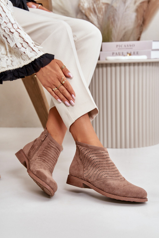 Sieviešu puszābaki ar platiem papēžiem Ažūrs brūnas krāsas S.Barski HY42-076 Sieviešu puszābaki ar platiem papēžiem Ažūrs brūnas krāsas S.Barski HY42-076