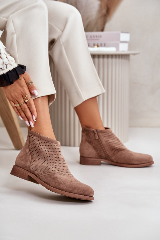 Sieviešu puszābaki ar platiem papēžiem Ažūrs brūnas krāsas S.Barski HY42-076 Sieviešu puszābaki ar platiem papēžiem Ažūrs brūnas krāsas S.Barski HY42-076