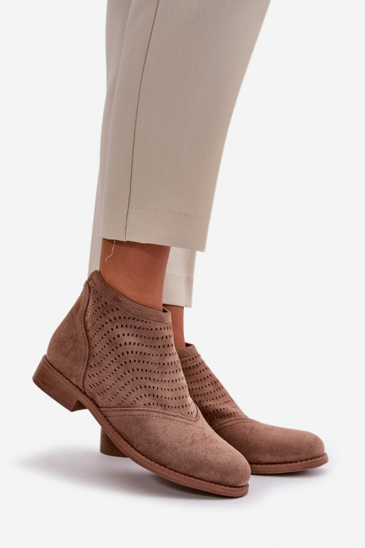 Sieviešu puszābaki ar platiem papēžiem Ažūrs brūnas krāsas S.Barski HY42-076 Sieviešu puszābaki ar platiem papēžiem Ažūrs brūnas krāsas S.Barski HY42-076