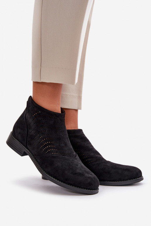 Sieviešu puszābaki ar platiem papēžiem Ažūrs melnas krāsas S.Barski HY42-076 Sieviešu puszābaki ar platiem papēžiem Ažūrs melnas krāsas S.Barski HY42-076