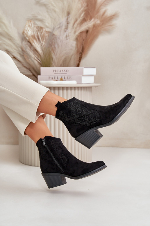 Zābaki Kovboju zābaki Uz pili Eko zamšādaoIne melnas krāsas S.Barski HY42-944 Zābaki Kovboju zābaki Uz pili Eko zamšādaoIne melnas krāsas S.Barski HY42-944