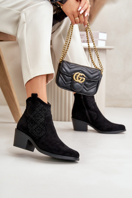 Zābaki Kovboju zābaki Uz pili Eko zamšādaoIne melnas krāsas S.Barski HY42-944 Zābaki Kovboju zābaki Uz pili Eko zamšādaoIne melnas krāsas S.Barski HY42-944