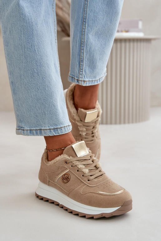 sporta apavi Sieviešu siltināti ar kažokādu ar platformu Haki krāsas Lerisas