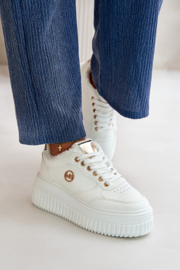 Sneakers modeļa apavi sporta apavi Sieviešu siltināti Uz masīvas zoles baltas krāsas Ardiela