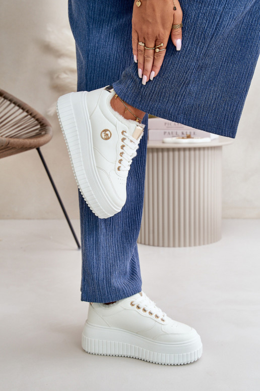 Sneakers modeļa apavi sporta apavi Sieviešu siltināti Uz masīvas zoles baltas krāsas Ardiela