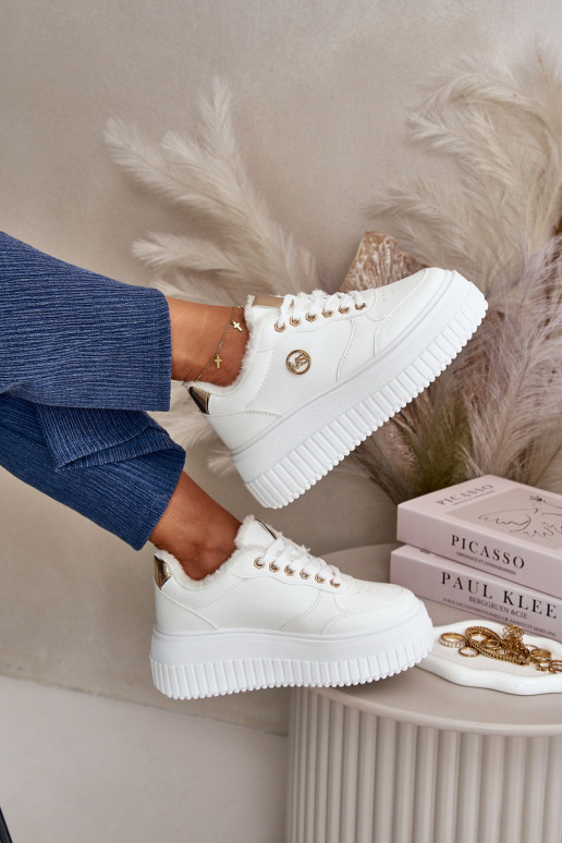 Sneakers modeļa apavi sporta apavi Sieviešu siltināti Uz masīvas zoles baltas krāsas Ardiela