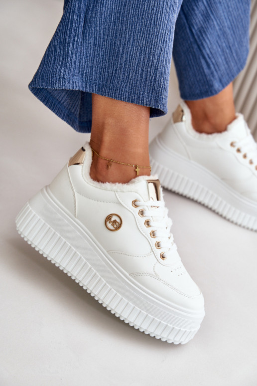 Sneakers modeļa apavi sporta apavi Sieviešu siltināti Uz masīvas zoles baltas krāsas Ardiela