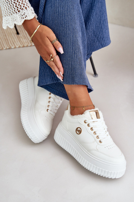 Sneakers modeļa apavi sporta apavi Sieviešu siltināti Uz masīvas zoles baltas krāsas Ardiela