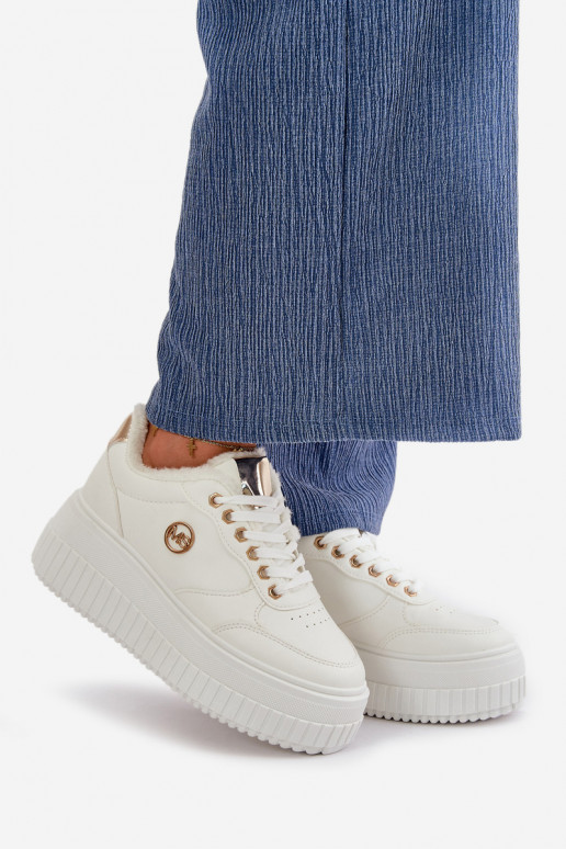 Sneakers modeļa apavi sporta apavi Sieviešu siltināti Uz masīvas zoles baltas krāsas Ardiela