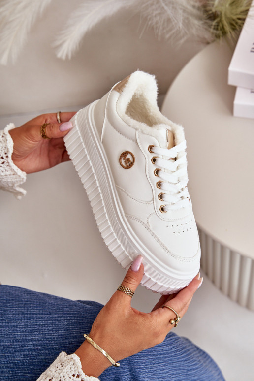 Sneakers modeļa apavi sporta apavi Sieviešu siltināti Uz masīvas zoles baltas krāsas Ardiela