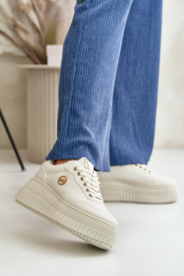 Sneakers modeļa apavi sporta apavi Sieviešu siltināti Uz masīvas zoles smilšu krāsas Ardiela