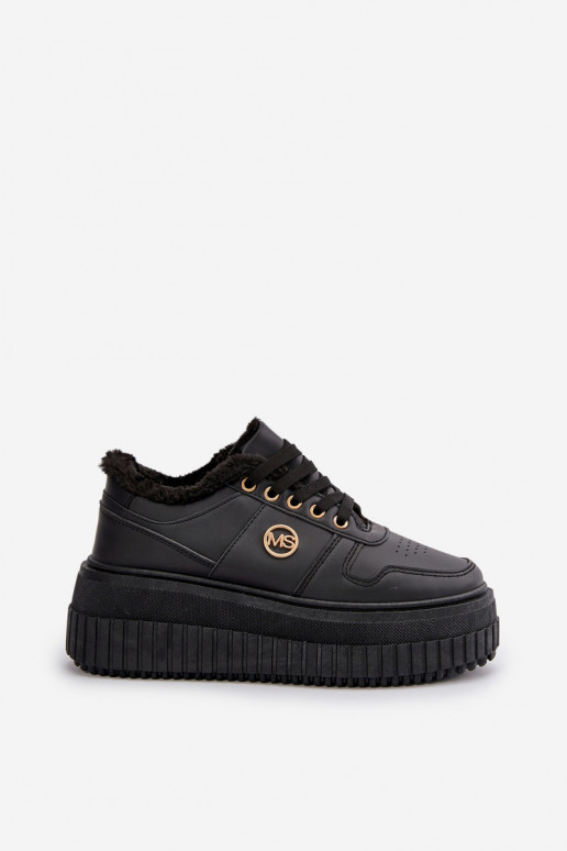 Sneakers modeļa apavi sporta apavi Sieviešu siltināti Uz masīvas zoles melnas krāsas Verissha