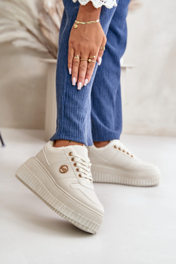 Sneakers modeļa apavi sporta apavi Sieviešu siltināti Uz masīvas zoles smilšu krāsas Verissha