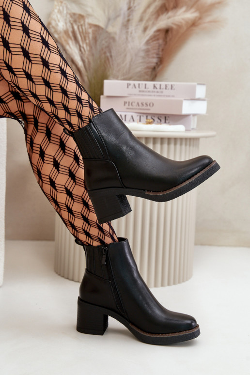 siltināti Sieviešu puszābaki Eko Āda melnas krāsas Irittes