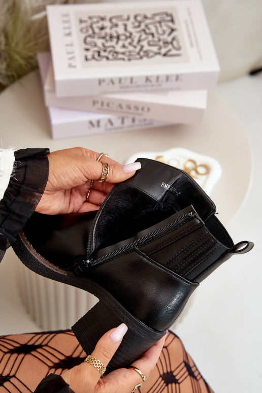 siltināti Sieviešu puszābaki Eko Āda melnas krāsas Irittes