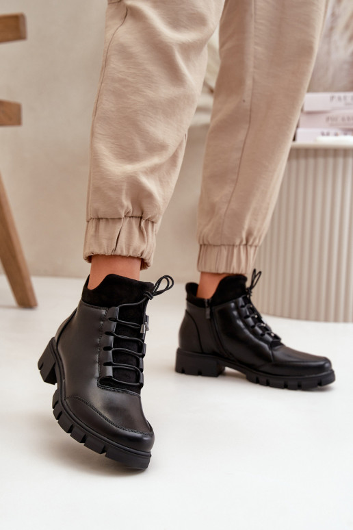 zempapēžu apavi sievietēm siltināti no eko ādas melnas krāsas Erisabelle zempapēžu apavi sievietēm siltināti no eko ādas melnas krāsas Erisabelle