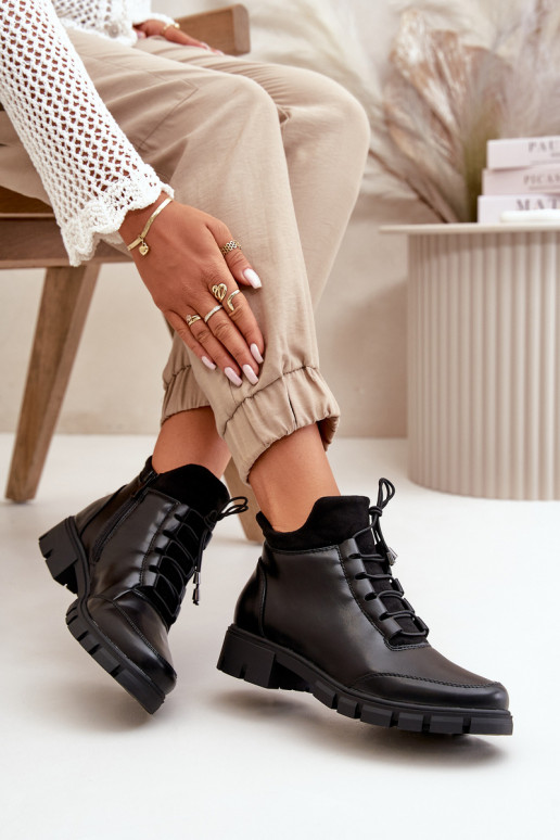 zempapēžu apavi sievietēm siltināti no eko ādas melnas krāsas Erisabelle zempapēžu apavi sievietēm siltināti no eko ādas melnas krāsas Erisabelle