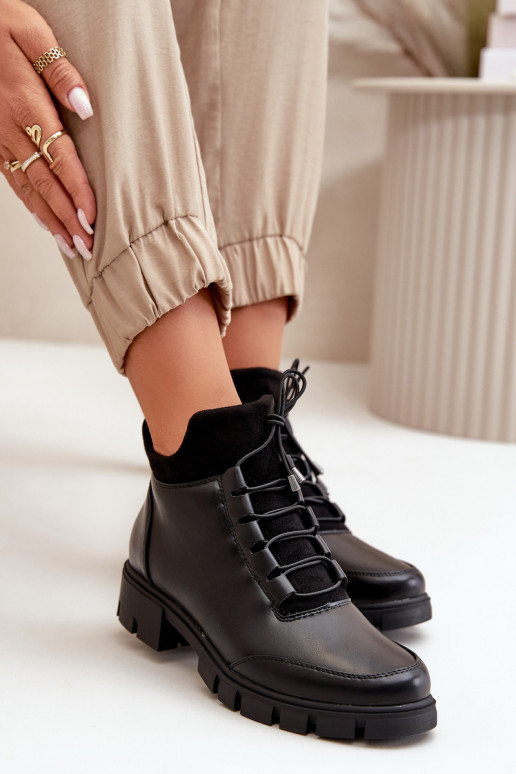 zempapēžu apavi sievietēm siltināti no eko ādas melnas krāsas Erisabelle zempapēžu apavi sievietēm siltināti no eko ādas melnas krāsas Erisabelle