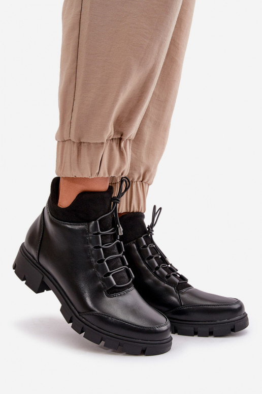 zempapēžu apavi sievietēm siltināti no eko ādas melnas krāsas Erisabelle zempapēžu apavi sievietēm siltināti no eko ādas melnas krāsas Erisabelle