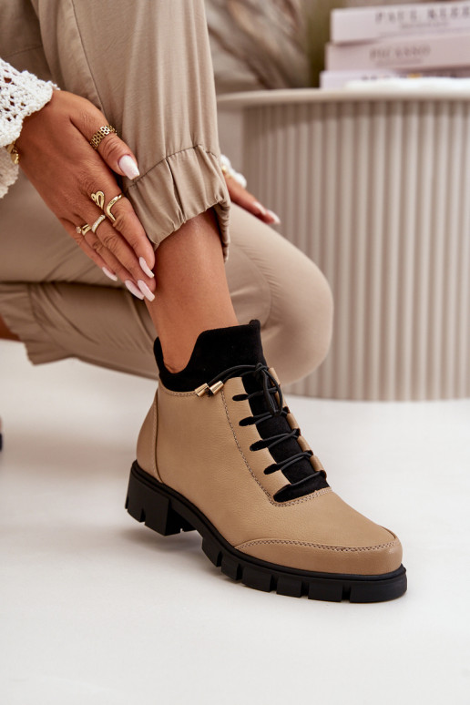 zempapēžu apavi sievietēm siltināti no eko ādas smilšu krāsas Erisabelle