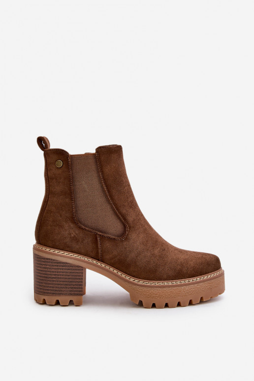 Sieviešu puszābaki siltināti ar papēdi Eko zamšādaoIne brūnas krāsas Irissinae