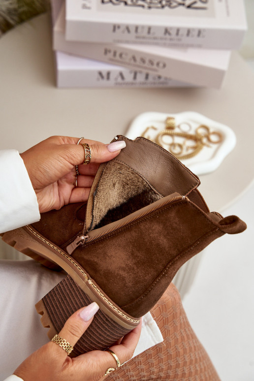 Sieviešu puszābaki siltināti ar papēdi Eko zamšādaoIne brūnas krāsas Irissinae