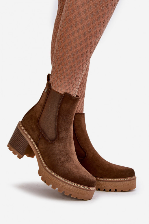 Sieviešu puszābaki siltināti ar papēdi Eko zamšādaoIne brūnas krāsas Irissinae