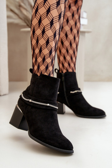 siltināti Sieviešu puszābaki Ar ķēdi Eko zamšādaoIne melnas krāsas Hanalen