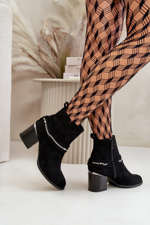 siltināti Sieviešu puszābaki Ar ķēdi Eko zamšādaoIne melnas krāsas Hanalen