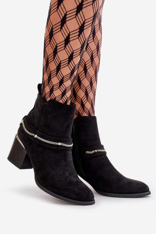 siltināti Sieviešu puszābaki Ar ķēdi Eko zamšādaoIne melnas krāsas Hanalen