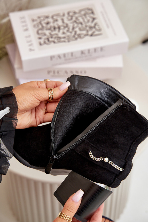 siltināti Sieviešu puszābaki Ar ķēdi Eko zamšādaoIne melnas krāsas Hanalen