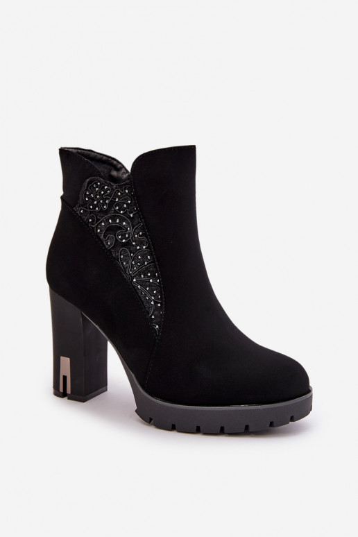 siltināti Sieviešu puszābaki Augstajā amatā Z Haftem melnas krāsas Verissae