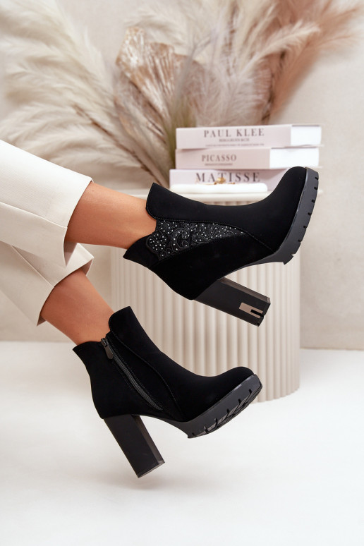 siltināti Sieviešu puszābaki Augstajā amatā Z Haftem melnas krāsas Verissae