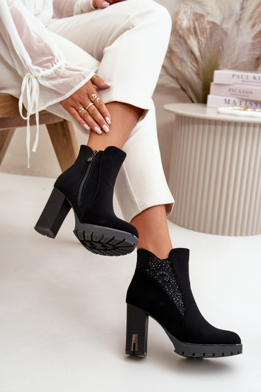 siltināti Sieviešu puszābaki Augstajā amatā Z Haftem melnas krāsas Verissae