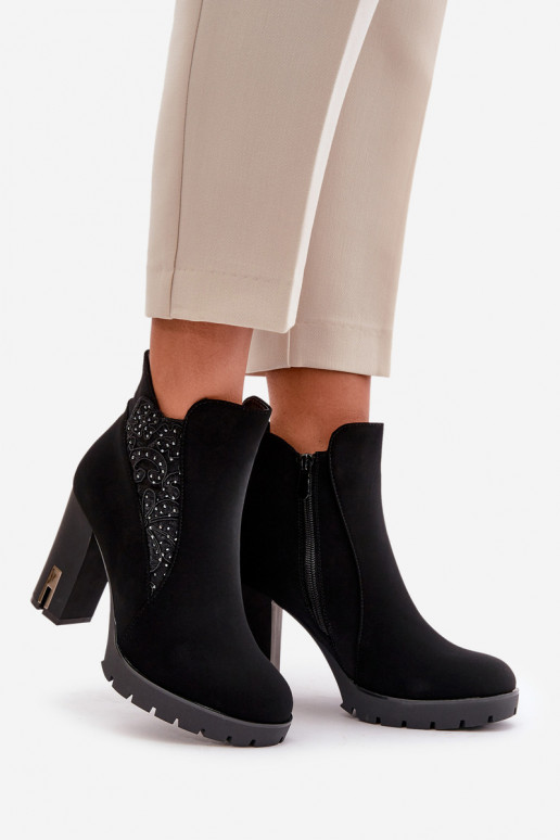 siltināti Sieviešu puszābaki Augstajā amatā Z Haftem melnas krāsas Verissae