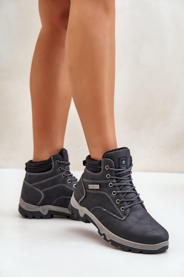 pārgājienu zābaki vīriešiem siltināti no eko ādas tumši zilas krāsas Neramia