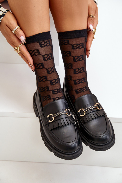 sieviešu mokasīni ar ornamentiem Eko Āda melnas krāsas Tialorae