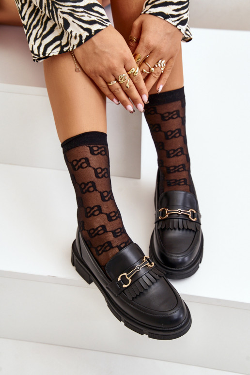 sieviešu mokasīni ar ornamentiem Eko Āda melnas krāsas Tialorae