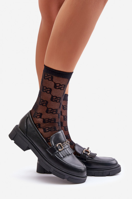 sieviešu mokasīni ar ornamentiem Eko Āda melnas krāsas Tialorae