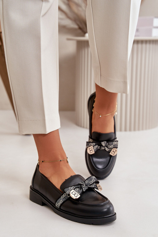 Sieviešu Mokasīni ar bantītēm S.Barski HY42-331 melnas krāsas