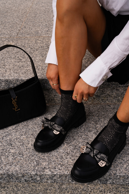 Sieviešu Mokasīni ar bantītēm S.Barski HY42-331 melnas krāsas