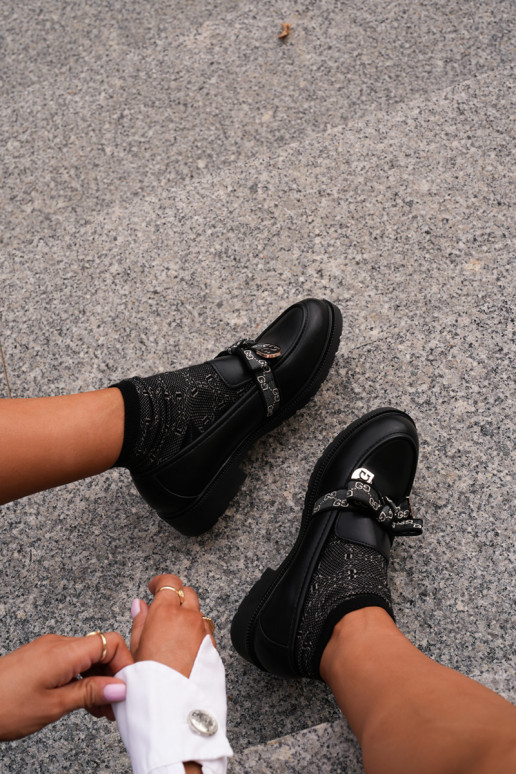 Sieviešu Mokasīni ar bantītēm S.Barski HY42-331 melnas krāsas