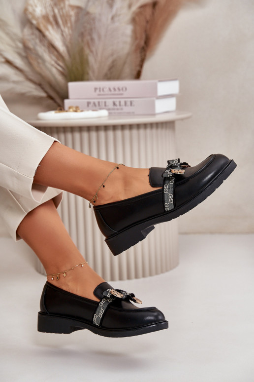 Sieviešu Mokasīni ar bantītēm S.Barski HY42-331 melnas krāsas