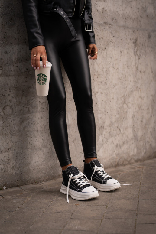 sieviešu puszābaki ar platformu Eko Āda Big Star OO274063 melnas krāsas